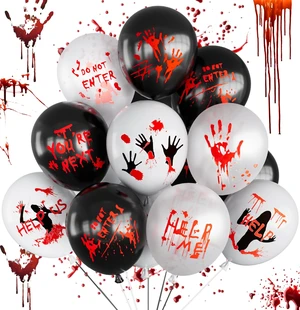 Halloween Balloons, 9 Styles Black and White Bloody Balloons | 50 Pcs 12 In Horror Balloons with Scary Handprint Latex Balloon for Halloween, Birthday, Vampire Haunted House Party Decor Halloween Balloons, 9 Styles Black and White Bloody Balloons | 50 Pcs 12 In Horror Balloons with Scary Handprint Latex Balloon for Halloween, Birthday, Vampire Haunted House Party Decor
