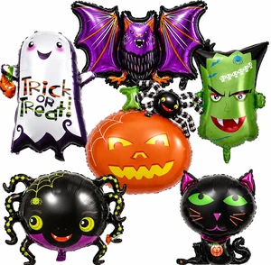 Halloween Foil Balloons Kit, Pack of 6 Large Ghost Cat Spider Pumpkin Spider Monster Head Happy Halloween Shaped Mylar Balloon Decor Set for Kids Horror Theme Trick or Treat Party Decorations Supplies Halloween Foil Balloons Kit, Pack of 6 Large Ghost Cat Spider Pumpkin Spider Monster Head Happy Halloween Shaped Mylar Balloon Decor Set for Kids Horror Theme Trick or Treat Party Decorations Supplies