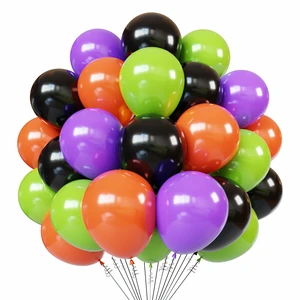60pcs 12 Inch Halloween Latex BalloonsBlack Orange Green Purple Balloons | with 1 Ribbon, Birthday & Halloween Party Decoration 60pcs 12 Inch Halloween Latex BalloonsBlack Orange Green Purple Balloons | with 1 Ribbon, Birthday & Halloween Party Decoration