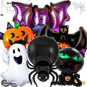 Halloween Party Decorations, Halloween Balloons with Spider Ghost Bat Pumpkin Mylar Balloons for Halloween Birthday Party Decorations, Spider Decoration Halloween Party Decorations, Halloween Balloons with Spider Ghost Bat Pumpkin Mylar Balloons for Halloween Birthday Party Decorations, Spider Decoration