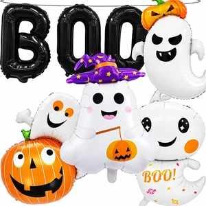 7 Pieces Halloween Ghost Pumpkin Boo Balloons Set, Large Cute Happy Boo Day Foil Mylar Balloons for Halloween Birthday Ghost Themed Backdrop Party Decorations 7 Pieces Halloween Ghost Pumpkin Boo Balloons Set, Large Cute Happy Boo Day Foil Mylar Balloons for Halloween Birthday Ghost Themed Backdrop Party Decorations