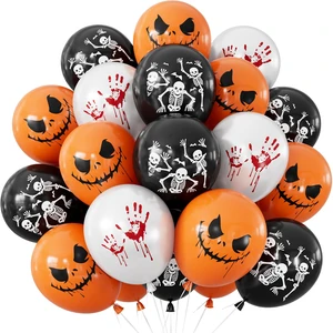 Halloween Balloons, Orange Black White Balloons, Spooky Party Decor | 50 Pcs 12 Inch Halloween Latex Balloons, Scary Skeleton and Pumpkin Balloons, Horror Balloons for Halloween Party Decorations Halloween Balloons, Orange Black White Balloons, Spooky Party Decor | 50 Pcs 12 Inch Halloween Latex Balloons, Scary Skeleton and Pumpkin Balloons, Horror Balloons for Halloween Party Decorations