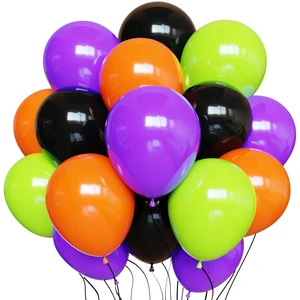 Halloween Party Balloons, 12Inch Black Orange Purple Green Balloons | 100pcs Black Orange and Purple Green Latex Balloons for Birthday, Halloween Party Decorations Halloween Party Balloons, 12Inch Black Orange Purple Green Balloons | 100pcs Black Orange and Purple Green Latex Balloons for Birthday, Halloween Party Decorations