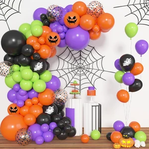 153pcs Halloween Balloon Arch Kit Ghost Print Halloween Balloons | Different Size 18 12 10 5inch Purple Green Black Orange Confetti Balloons Horror Spooky Halloween Birthday Party Decorations 153pcs Halloween Balloon Arch Kit Ghost Print Halloween Balloons | Different Size 18 12 10 5inch Purple Green Black Orange Confetti Balloons Horror Spooky Halloween Birthday Party Decorations