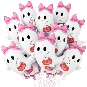 10 Pcs Pink Bow Ghost Balloons Cute Halloween Birthday Party Decor | 20 Inch Trick or Treat Large Spooky Foil Balloon for Halloween Party Supply Birthday Baby Shower Wedding Decor, Photo Props 10 Pcs Pink Bow Ghost Balloons Cute Halloween Birthday Party Decor | 20 Inch Trick or Treat Large Spooky Foil Balloon for Halloween Party Supply Birthday Baby Shower Wedding Decor, Photo Props