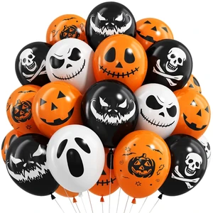 Halloween Black Orange Balloons Spooky Ghost Birthday Party Decorations | 12 Inch Ghost Pumpkin Skull Halloween Scream Printed Latex Balloons for Scary Horror Halloween Birthday Party Decorations Halloween Black Orange Balloons Spooky Ghost Birthday Party Decorations | 12 Inch Ghost Pumpkin Skull Halloween Scream Printed Latex Balloons for Scary Horror Halloween Birthday Party Decorations