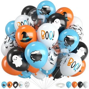 Halloween Balloons,12 Inch Blue Black and Orange Balloons with Boo,Ghost,Hat,Bat Design for Halloween Baby Shower Birthday Wedding Engagement Gender Reveal Party Decorations Halloween Balloons,12 Inch Blue Black and Orange Balloons with Boo,Ghost,Hat,Bat Design for Halloween Baby Shower Birthday Wedding Engagement Gender Reveal Party Decorations
