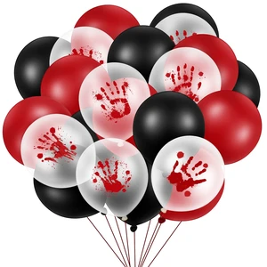 60 Pcs Scary Halloween Bloody Balloons | Horror Handprint Black Red Latex Splatter Balloons for Halloween Scary Party Decorations Zombie Themed Party Supplies Decor 60 Pcs Scary Halloween Bloody Balloons | Horror Handprint Black Red Latex Splatter Balloons for Halloween Scary Party Decorations Zombie Themed Party Supplies Decor