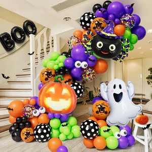 Halloween Balloon Garland Arch Kit 144PCS with Ghost Pumpkin Spider BOO Foil Balloon Black Orange Green Purple Balloons for Halloween Decorations Balloons Party Supplies Halloween Balloon Garland Arch Kit 144PCS with Ghost Pumpkin Spider BOO Foil Balloon Black Orange Green Purple Balloons for Halloween Decorations Balloons Party Supplies