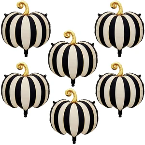 6 PCS Halloween Pumpkin Balloons Decorations 24 Inch Pumpkin Foil Balloons | Black White Striped Pumpkin Mylar Balloons for Halloween Party Haunted House Decorations 6 PCS Halloween Pumpkin Balloons Decorations 24 Inch Pumpkin Foil Balloons | Black White Striped Pumpkin Mylar Balloons for Halloween Party Haunted House Decorations