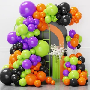 Halloween Balloons Arch Kit, 129pcs Black Orange Purple Green Balloons | Black and Orange Halloween Latex Balloons 4 Different Size 18In 12In 10In 5In for Halloween Day Party Decorations Halloween Balloons Arch Kit, 129pcs Black Orange Purple Green Balloons | Black and Orange Halloween Latex Balloons 4 Different Size 18In 12In 10In 5In for Halloween Day Party Decorations