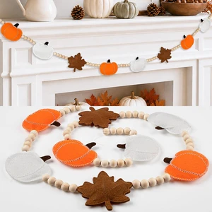 Fall Decorations for Home Handmade Felt Pumpkin Maple Leaf Beads Garland | Rustic Fall Decor Farmhouse Felt Pumpkin Maple Leaf Beads Banner for Mantle Wall Thanksgiving Reusable Pre-assembled Fall Decorations for Home Handmade Felt Pumpkin Maple Leaf Beads Garland | Rustic Fall Decor Farmhouse Felt Pumpkin Maple Leaf Beads Banner for Mantle Wall Thanksgiving Reusable Pre-assembled