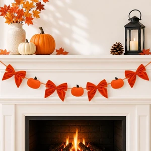 Fall Decorations for Home 6Ft Pumpkin Garland with Velvet Bows | Felt Fall Bow Garland Autumn Pumpkin Decor for Harvest Entryways Thanksgiving Fireplace Mantel Fall Decorations for Home 6Ft Pumpkin Garland with Velvet Bows | Felt Fall Bow Garland Autumn Pumpkin Decor for Harvest Entryways Thanksgiving Fireplace Mantel