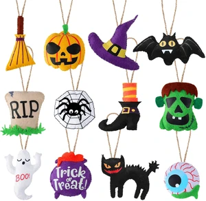 12 Pcs Halloween Tree Ornaments 3D Felt Pumpkin Ghost Witch Bat | Handmade Hanging Ornaments with Cat Spider Eyeball Tombstone Designs, String Attached for Tree Display Party Atmosphere 12 Pcs Halloween Tree Ornaments 3D Felt Pumpkin Ghost Witch Bat | Handmade Hanging Ornaments with Cat Spider Eyeball Tombstone Designs, String Attached for Tree Display Party Atmosphere
