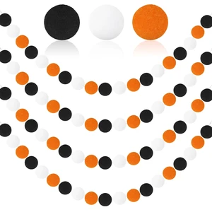 4 Pack 26.3 Ft Halloween Pom Pom Garlands Decorations | Halloween 30 Balls Garland, Black Orange White Felt Ball Hanging Garlands, for Autumn Xmas Party Home Wall Decor Supplies 4 Pack 26.3 Ft Halloween Pom Pom Garlands Decorations | Halloween 30 Balls Garland, Black Orange White Felt Ball Hanging Garlands, for Autumn Xmas Party Home Wall Decor Supplies