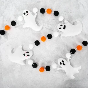 6.6 Ft Halloween Theme Banner Different Expressions Cute Ghosts Banner Black White Orange Party Banner Felt Ball Garland for Halloween Haunted Houses Decors Doorways Home Mantel Suppliers 6.6 Ft Halloween Theme Banner Different Expressions Cute Ghosts Banner Black White Orange Party Banner Felt Ball Garland for Halloween Haunted Houses Decors Doorways Home Mantel Suppliers
