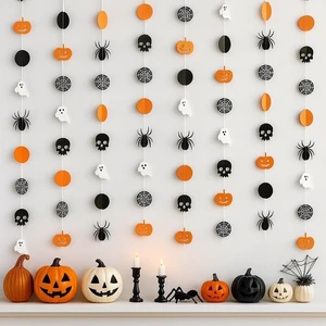 Orange and Black Halloween Garland - 6.5 Feet, 8 String | Halloween Pumpkin Garland, Decorations Skull Orange and Black Halloween Garland - 6.5 Feet, 8 String | Halloween Pumpkin Garland, Decorations Skull