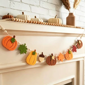 Fall Garland Felt Pumpkin Decor for Home Thanksgiving Decorations with Fall Leaf and Pumpkin Decoration, Halloween Decor for Classroom,Office,Living Room Fall Garland Felt Pumpkin Decor for Home Thanksgiving Decorations with Fall Leaf and Pumpkin Decoration, Halloween Decor for Classroom,Office,Living Room