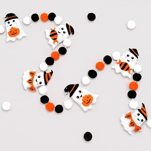Halloween Felt Banner Cute 3D Ghost Hanging Garland Black Orange White Pom Ball Banner for Home Mantel Wall Window Decor Trick or Treat Party Supplies Halloween Felt Banner Cute 3D Ghost Hanging Garland Black Orange White Pom Ball Banner for Home Mantel Wall Window Decor Trick or Treat Party Supplies