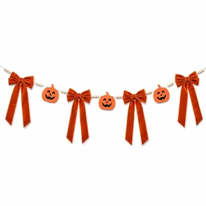 Halloween Pumpkin Garland, Farmhouse Mantel Door Decorations | Vintage Halloween Garland, Fall Bow Garland, Rustic Style, Perfect for Front Door, Fireplace, Staircase & Window Decor Halloween Pumpkin Garland, Farmhouse Mantel Door Decorations | Vintage Halloween Garland, Fall Bow Garland, Rustic Style, Perfect for Front Door, Fireplace, Staircase & Window Decor