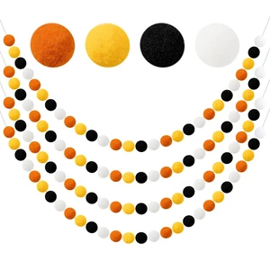 4 Pack 26.3 Ft Halloween Pom Pom Garlands Decorations, Felt Ball Hanging | Halloween 30 Balls Yellow Orange Black White Felt Ball Hanging Garlands Autumn Halloweens Holiday Supplies 4 Pack 26.3 Ft Halloween Pom Pom Garlands Decorations, Felt Ball Hanging | Halloween 30 Balls Yellow Orange Black White Felt Ball Hanging Garlands Autumn Halloweens Holiday Supplies