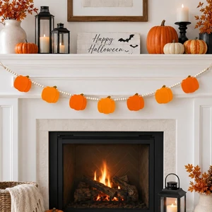 Halloween Pumpkin Garland Felt Pumpkin Wood Bead Garland | Halloween Pumpkin Beaded Garland Pre-Assembled Felt Pumpkin Beads garland for Mantle Wall Halloweens Banner Party Decor Halloween Pumpkin Garland Felt Pumpkin Wood Bead Garland | Halloween Pumpkin Beaded Garland Pre-Assembled Felt Pumpkin Beads garland for Mantle Wall Halloweens Banner Party Decor