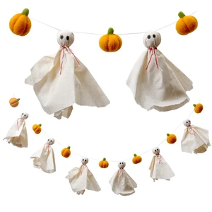 Felt Ghosts + Pumpkin Garland - Easy to Hang Halloween Party Banner Decoration - Fall Décor, 100% New Zealand Wool, Hand-Felted in Nepal - 4' Long, 6 Ghosts, 7 Pumpkins Ornaments Felt Ghosts + Pumpkin Garland - Easy to Hang Halloween Party Banner Decoration - Fall Décor, 100% New Zealand Wool, Hand-Felted in Nepal - 4' Long, 6 Ghosts, 7 Pumpkins Ornaments
