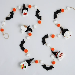 Halloween Garland for Mantle, Ghost Bat Decor for Wall Party | 6.25 Ft, White Ghosts, Black Bats, Orange Pom Pom, Felt Fall Garland, Perfect for Fireplace Wall Party Table Tree Home Decor Halloween Garland for Mantle, Ghost Bat Decor for Wall Party | 6.25 Ft, White Ghosts, Black Bats, Orange Pom Pom, Felt Fall Garland, Perfect for Fireplace Wall Party Table Tree Home Decor