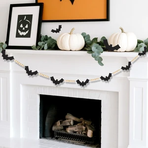 4.6 ft Halloween Decoration Garland, Wood Beads Felt Bats Garland Banner, Halloween Farmhouse Indoor Banners Decor for Fireplace Mental Walls 4.6 ft Halloween Decoration Garland, Wood Beads Felt Bats Garland Banner, Halloween Farmhouse Indoor Banners Decor for Fireplace Mental Walls