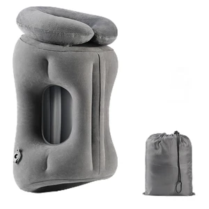 2-in-1 Magnetic Design Inflatable Travel Pillow, Ergonomic Neck Support Airplane Pillow for Flying, Compact Camping Pillow with Storage Bag for Home Nap & Car Travel (Grey) 2-in-1 Magnetic Design Inflatable Travel Pillow, Ergonomic Neck Support Airplane Pillow for Flying, Compact Camping Pillow with Storage Bag for Home Nap & Car Travel (Grey)