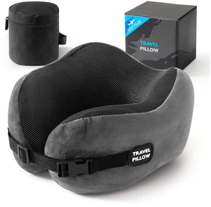 Neck Pillow Memory Foam Adjustable Clasp for Airplane Travel | Ergonomic Support, Removable Washable Cover, Portable Travel Bag. Ideal for Car, Office & Long Flights. Dark Gray Neck Pillow Memory Foam Adjustable Clasp for Airplane Travel | Ergonomic Support, Removable Washable Cover, Portable Travel Bag. Ideal for Car, Office & Long Flights. Dark Gray