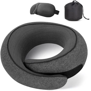 Travel Neck Pillow for Airplanes Car | 100% Pure Cotton, Sleeping Essentials for Long Flight, 360° Head Support Memory Foam, Comfort and Breathability Travel Neck Pillow for Airplanes Car | 100% Pure Cotton, Sleeping Essentials for Long Flight, 360° Head Support Memory Foam, Comfort and Breathability