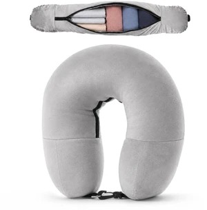 Fillable Neck Pillows for Travel, Adjustable Stuffable Neck Pillow | Grey Packable Inflatable Stuffable Travel Pillow Fits 5+ days Travel Essentials for Airplanes Fillable Neck Pillows for Travel, Adjustable Stuffable Neck Pillow | Grey Packable Inflatable Stuffable Travel Pillow Fits 5+ days Travel Essentials for Airplanes