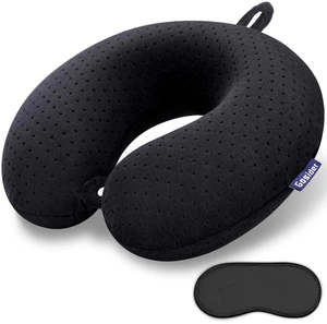Black Travel Neck Pillow U Shape Memory Foam Airplane Pillow Soft | Travel Pillows for Airplanes, Compact Neck Pillow Travel, Neck and Head Support, For Planes, Car, Train, Office Use Black Travel Neck Pillow U Shape Memory Foam Airplane Pillow Soft | Travel Pillows for Airplanes, Compact Neck Pillow Travel, Neck and Head Support, For Planes, Car, Train, Office Use
