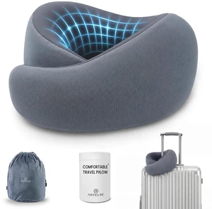 Travel Neck Pillow - Memory Foam Airplane Pillow with Chin Support | Dual raised sides provide 360° head and chin support; washable breathable cover and compact carry bag for long flights Travel Neck Pillow - Memory Foam Airplane Pillow with Chin Support | Dual raised sides provide 360° head and chin support; washable breathable cover and compact carry bag for long flights