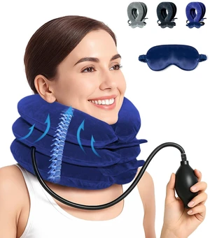 Inflatable Neck Support Pillow for Home Office Travel, Blue | Adjustable inflatable neck pillow with lightweight foldable design for home, office, travel and daily relaxation Inflatable Neck Support Pillow for Home Office Travel, Blue | Adjustable inflatable neck pillow with lightweight foldable design for home, office, travel and daily relaxation