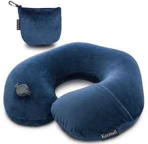 Inflatable Neck & Shoulder Travel Pillow for Airplane Naps | Portable Foldable Neck & Back Support with Adjustable Firmness, Headrest for Long Flights & Travel Sleep, Deep Blue Inflatable Neck & Shoulder Travel Pillow for Airplane Naps | Portable Foldable Neck & Back Support with Adjustable Firmness, Headrest for Long Flights & Travel Sleep, Deep Blue