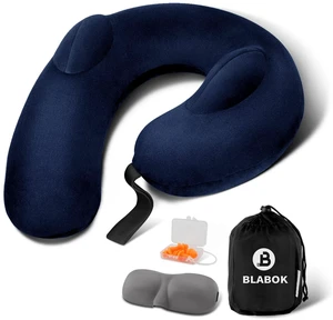 Patented Design Inflatable Travel Neck Pillow Airplane Neck Pillow with 360° Head & Neck Support, Soft Washable Velvet Cover, Compact Neck Support Pillow for Airplane,Train,Car,Office & Home (Blue) Patented Design Inflatable Travel Neck Pillow Airplane Neck Pillow with 360° Head & Neck Support, Soft Washable Velvet Cover, Compact Neck Support Pillow for Airplane,Train,Car,Office & Home (Blue)