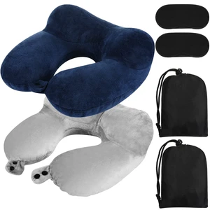 2 Pack Inflatable Travel Neck Pillow Airplane, Light Gray,Dark Blue | Blow up Neck Pillows for Air Travel, Long Flights Plane, Velvet, with Sleep Mask and Pouch, Train Car Office 2 Pack Inflatable Travel Neck Pillow Airplane, Light Gray,Dark Blue | Blow up Neck Pillows for Air Travel, Long Flights Plane, Velvet, with Sleep Mask and Pouch, Train Car Office