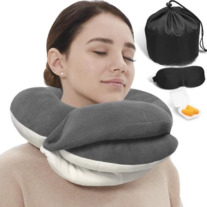 Travel Neck Pillows for Airplanes, Memory Foam 360° Head Support Sleep for Long Flight, Skin-Friendly & Breathable, Kit with Eye Mask, Earplugs and Storage Bag (Adult, Grey, 90+ lbs) Travel Neck Pillows for Airplanes, Memory Foam 360° Head Support Sleep for Long Flight, Skin-Friendly & Breathable, Kit with Eye Mask, Earplugs and Storage Bag (Adult, Grey, 90+ lbs)