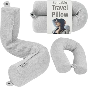 Twist Memory Foam Travel Pillow, Bendable Neck Pillow for Airplane, Car and Home, 26-Inch Adjustable Roll with Washable Cotton Cover, Gray Twist Memory Foam Travel Pillow, Bendable Neck Pillow for Airplane, Car and Home, 26-Inch Adjustable Roll with Washable Cotton Cover, Gray