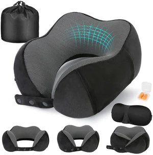 Neck Pillow for Traveling, Travel Pillows for Airplanes Black | 100% Memory Foam Travel Neck Pillow, Adjustable Flight Pillow, Portable Plane Accessories with Eye Mask, Earplugs, Carry Bag Neck Pillow for Traveling, Travel Pillows for Airplanes Black | 100% Memory Foam Travel Neck Pillow, Adjustable Flight Pillow, Portable Plane Accessories with Eye Mask, Earplugs, Carry Bag