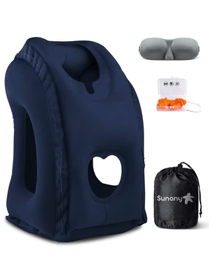 Travel Pillow, Inflatable Neck Pillow Airplanes/Cars/Buses/Trains/Office Napping with Eye Mask/Earplugs (Blue) Travel Pillow, Inflatable Neck Pillow Airplanes/Cars/Buses/Trains/Office Napping with Eye Mask/Earplugs (Blue)