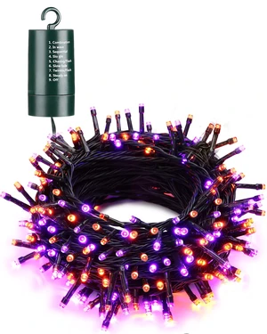Orange Purple Halloween String Lights 67ft 200LED Battery Operated | String Lights Waterproof 8 Modes & Auto Timer Mini Lights for Xmas Decorations, Halloween, Holiday Decor Outdoor Indoor Orange Purple Halloween String Lights 67ft 200LED Battery Operated | String Lights Waterproof 8 Modes & Auto Timer Mini Lights for Xmas Decorations, Halloween, Holiday Decor Outdoor Indoor