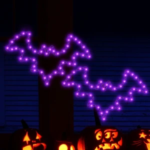 Halloween Window Lights, 2 Pack LED Waterproof Timer Indoor Decor | Purple Metal Bat Shapes, 8 Lighting Modes, 6H Timer, Waterproof, Adhesive Hooks, Batteries Not Included, for Windows Halloween Window Lights, 2 Pack LED Waterproof Timer Indoor Decor | Purple Metal Bat Shapes, 8 Lighting Modes, 6H Timer, Waterproof, Adhesive Hooks, Batteries Not Included, for Windows