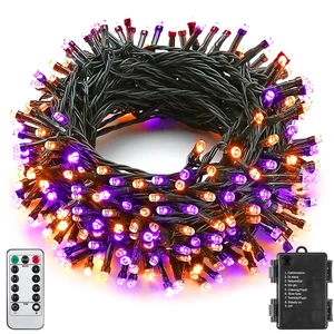 Orange Purple Halloween String Lights Outdoor 100LED Battery Operated Fairy Lights with Waterproof Remote Timer String Lights for Garden Party Holiday Halloween Décor Orange Purple Halloween String Lights Outdoor 100LED Battery Operated Fairy Lights with Waterproof Remote Timer String Lights for Garden Party Holiday Halloween Décor