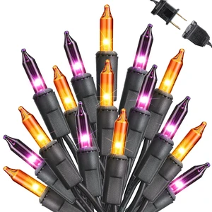 Orange & Purple Halloween Lights, 25ft 100 Count Incandescent String Light | UL Certified Connectable Mini Bulbs String Lights for Outdoor, Indoor, Garden, Porch, Party, Home, Halloween Decor Orange & Purple Halloween Lights, 25ft 100 Count Incandescent String Light | UL Certified Connectable Mini Bulbs String Lights for Outdoor, Indoor, Garden, Porch, Party, Home, Halloween Decor