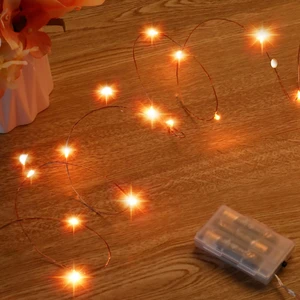 Mini Halloween Fairy Lights Battery Operate, 1 Pack Copper Wire Night Lights 3*AAA Battery Powered Led Starry Fairy String Lights for Bedroom, Christmas, Party, Decoration(5m/16ft Orange) Mini Halloween Fairy Lights Battery Operate, 1 Pack Copper Wire Night Lights 3*AAA Battery Powered Led Starry Fairy String Lights for Bedroom, Christmas, Party, Decoration(5m/16ft Orange)