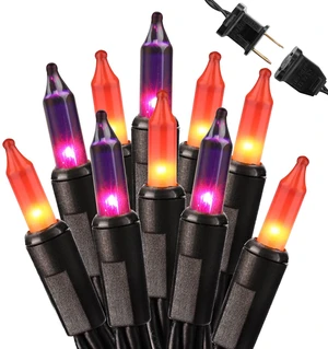 Orange & Purple Halloween String Lights, 100 ct Incandescent Lights | Connectable; UL Certified; 21.3ft Black Wire; Plugin; Indoor Outdoor Spooky Mini Lights Fall Autumn Holiday Tree Party Decor Orange & Purple Halloween String Lights, 100 ct Incandescent Lights | Connectable; UL Certified; 21.3ft Black Wire; Plugin; Indoor Outdoor Spooky Mini Lights Fall Autumn Holiday Tree Party Decor
