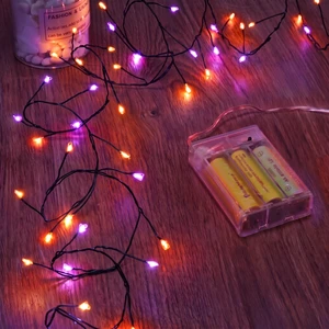 Fairy Lights Battery Operated, Twinkle String Lights 5ft 60LED | Waterproof Firecracker Starry Lights for Wreath Home Wedding Party Bedroom Mason Jar Halloween Decorations, Orange&Purple Fairy Lights Battery Operated, Twinkle String Lights 5ft 60LED | Waterproof Firecracker Starry Lights for Wreath Home Wedding Party Bedroom Mason Jar Halloween Decorations, Orange&Purple